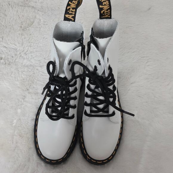 DR. MARTENS Jadon White Patent Leather Chunky Platform Boots Quad Retro US 5 - Picture 2 of 11